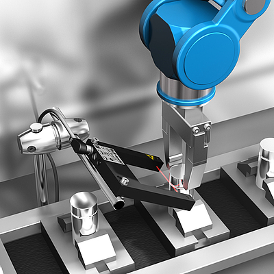 Positionskontrolle: Die Laser-Gabellichtschranke OGUL überprüft die Anwesenheit einer extrem feinen Nut mit einer Schaltgenauigkeit von bis zu 0,01 mm © di-soric GmbH & Co. KG