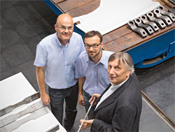 v.l.: Radovan Seifried (42), Christian Karner (43) und Prof. Christian Moser (61) - Erfinder des Jahres 2016.